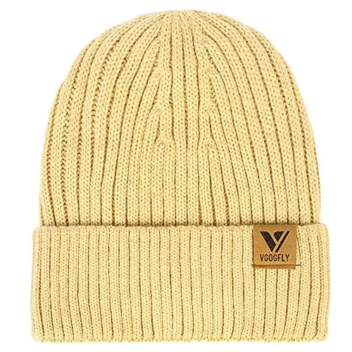 Vgogfly Lined Men Beanie Slouchy Knit Skull Cap Warm Stocking Hats Guys Women Striped Winter Beanie Hat 