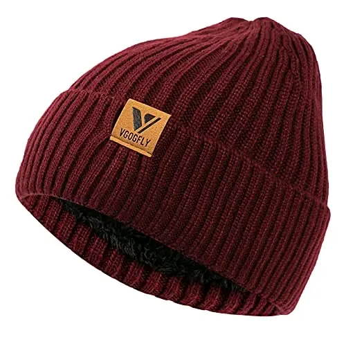 Vgogfly Lined Men Beanie Slouchy Knit Skull Cap Warm Stocking Hats Guys Women Striped Winter Beanie Hat - VGOGFLY (1)
