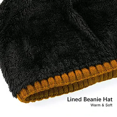 Vgogfly Lined Men Beanie Slouchy Knit Skull Cap Warm Stocking Hats Guys Women Striped Winter Beanie Hat - 4