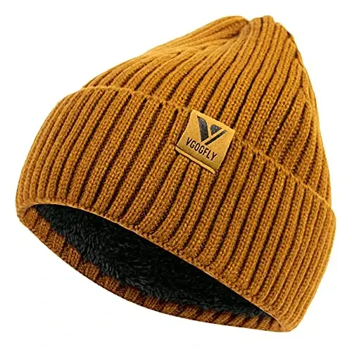 Vgogfly Lined Men Beanie Slouchy Knit Skull Cap Warm Stocking Hats Guys Women Striped Winter Beanie Hat - VGOGFLY (1)