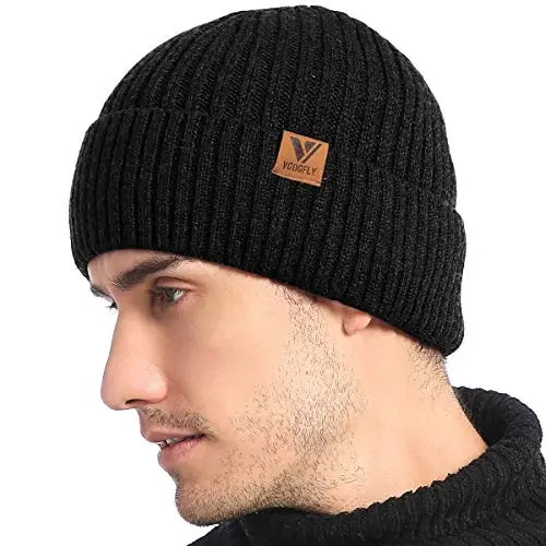 Vgogfly Lined Men Beanie Slouchy Knit Skull Cap Warm Stocking Hats Guys Women Striped Winter Beanie Hat - 5