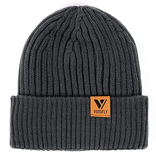 Vgogfly Lined Men Beanie Slouchy Knit Skull Cap Warm Stocking Hats Guys Women Striped Winter Beanie Hat 