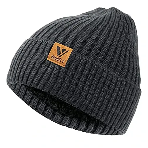 Vgogfly Lined Men Beanie Slouchy Knit Skull Cap Warm Stocking Hats Guys Women Striped Winter Beanie Hat - 2