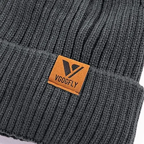 Vgogfly Lined Men Beanie Slouchy Knit Skull Cap Warm Stocking Hats Guys Women Striped Winter Beanie Hat - 3
