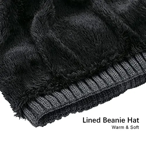 Vgogfly Lined Men Beanie Slouchy Knit Skull Cap Warm Stocking Hats Guys Women Striped Winter Beanie Hat - 4