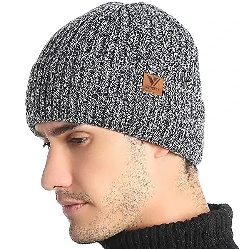 Vgogfly Lined Men Beanie Slouchy Knit Skull Cap Warm Stocking Hats Guys Women Striped Winter Beanie Hat - 2