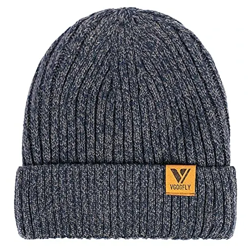 Vgogfly Lined Men Beanie Slouchy Knit Skull Cap Warm Stocking Hats Guys Women Striped Winter Beanie Hat 