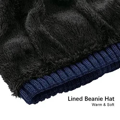 Vgogfly Lined Men Beanie Slouchy Knit Skull Cap Warm Stocking Hats Guys Women Striped Winter Beanie Hat - 4