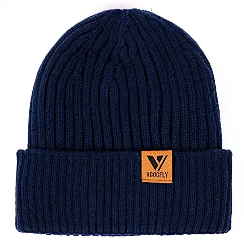 Vgogfly Lined Men Beanie Slouchy Knit Skull Cap Warm Stocking Hats Guys Women Striped Winter Beanie Hat 