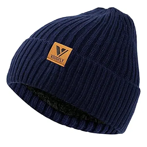 Vgogfly Lined Men Beanie Slouchy Knit Skull Cap Warm Stocking Hats Guys Women Striped Winter Beanie Hat - 2