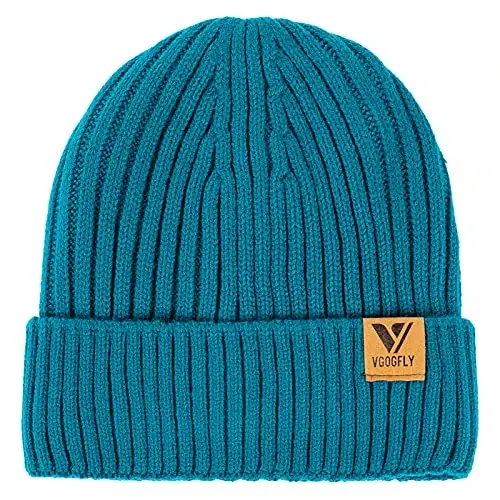 Vgogfly Lined Men Beanie Slouchy Knit Skull Cap Warm Stocking Hats Guys Women Striped Winter Beanie Hat 