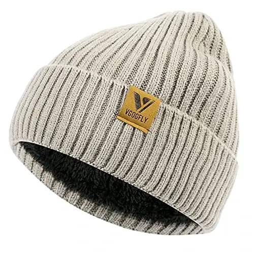 Vgogfly Lined Men Beanie Slouchy Knit Skull Cap Warm Stocking Hats Guys Women Striped Winter Beanie Hat - 5