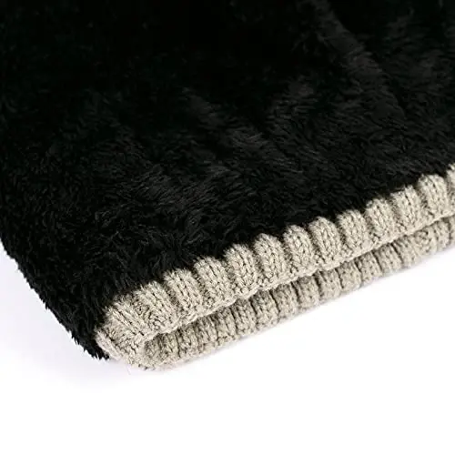 Vgogfly Lined Men Beanie Slouchy Knit Skull Cap Warm Stocking Hats Guys Women Striped Winter Beanie Hat - 7