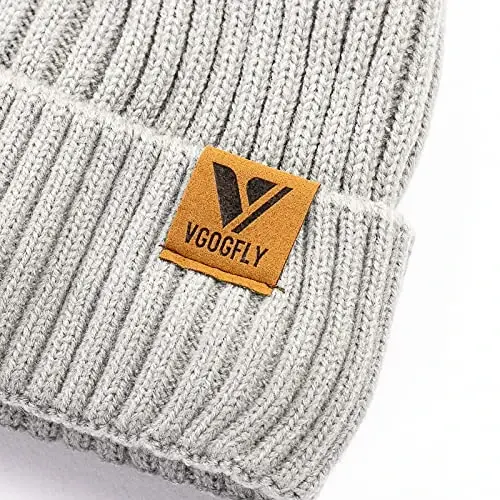 Vgogfly Lined Men Beanie Slouchy Knit Skull Cap Warm Stocking Hats Guys Women Striped Winter Beanie Hat - 3