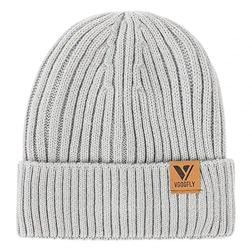 Vgogfly Lined Men Beanie Slouchy Knit Skull Cap Warm Stocking Hats Guys Women Striped Winter Beanie Hat 