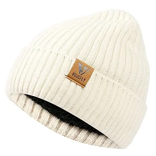 Vgogfly Lined Men Beanie Slouchy Knit Skull Cap Warm Stocking Hats Guys Women Striped Winter Beanie Hat - 5