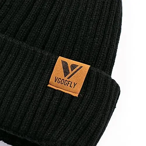Vgogfly Lined Men Beanie Slouchy Knit Skull Cap Warm Stocking Hats Guys Women Striped Winter Beanie Hat - 6