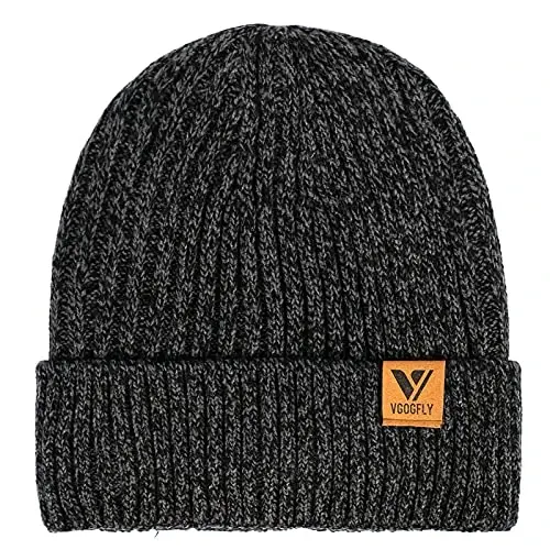 Vgogfly Lined Men Beanie Slouchy Knit Skull Cap Warm Stocking Hats Guys Women Striped Winter Beanie Hat 
