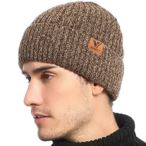 Vgogfly Lined Men Beanie Slouchy Knit Skull Cap Warm Stocking Hats Guys Women Striped Winter Beanie Hat - VGOGFLY (1)