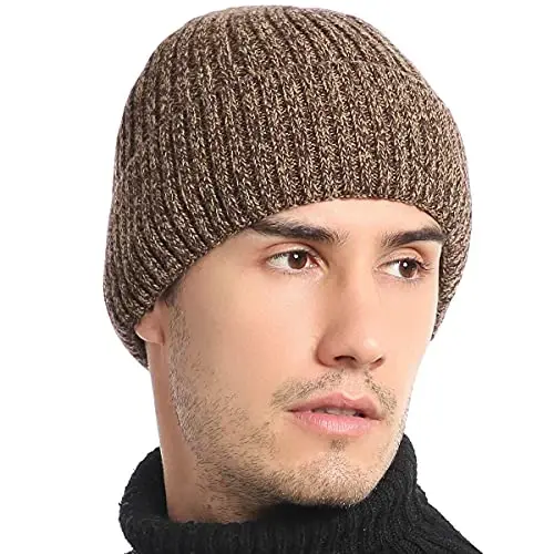 Vgogfly Lined Men Beanie Slouchy Knit Skull Cap Warm Stocking Hats Guys Women Striped Winter Beanie Hat - 3