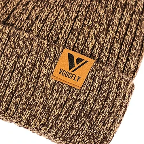 Vgogfly Lined Men Beanie Slouchy Knit Skull Cap Warm Stocking Hats Guys Women Striped Winter Beanie Hat - 4
