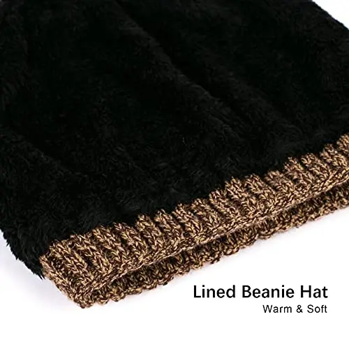 Vgogfly Lined Men Beanie Slouchy Knit Skull Cap Warm Stocking Hats Guys Women Striped Winter Beanie Hat - 5