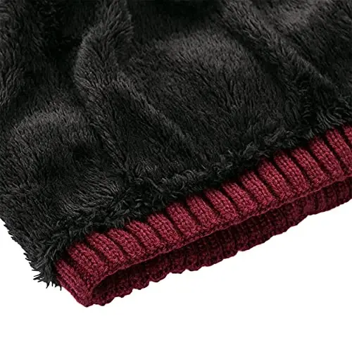 Vgogfly Lined Men Beanie Slouchy Knit Skull Cap Warm Stocking Hats Guys Women Striped Winter Beanie Hat - 4