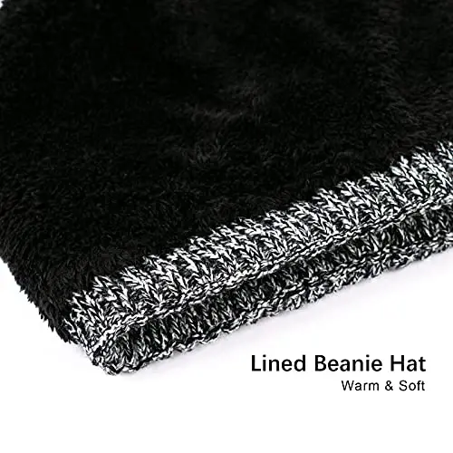 Vgogfly Lined Men Beanie Slouchy Knit Skull Cap Warm Stocking Hats Guys Women Striped Winter Beanie Hat - 5