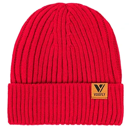 Vgogfly Lined Men Beanie Slouchy Knit Skull Cap Warm Stocking Hats Guys Women Striped Winter Beanie Hat 