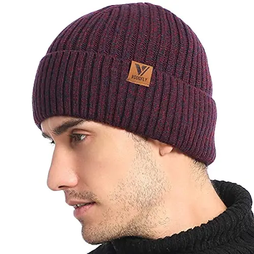 Vgogfly Lined Men Beanie Slouchy Knit Skull Cap Warm Stocking Hats Guys Women Striped Winter Beanie Hat - 2