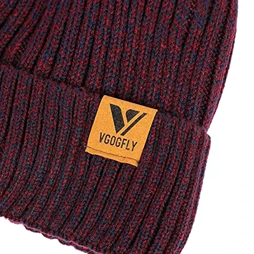 Vgogfly Lined Men Beanie Slouchy Knit Skull Cap Warm Stocking Hats Guys Women Striped Winter Beanie Hat - 4