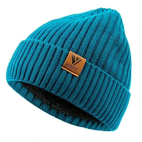 Vgogfly Lined Men Beanie Slouchy Knit Skull Cap Warm Stocking Hats Guys Women Striped Winter Beanie Hat - 2