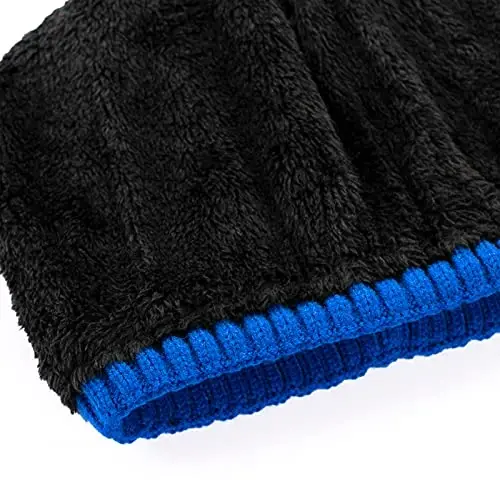 Vgogfly Lined Men Beanie Slouchy Knit Skull Cap Warm Stocking Hats Guys Women Striped Winter Beanie Hat - 4