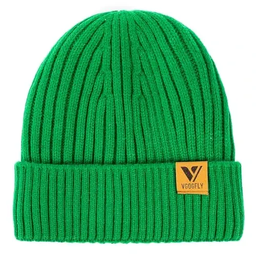 Vgogfly Lined Men Beanie Slouchy Knit Skull Cap Warm Stocking Hats Guys Women Striped Winter Beanie Hat 