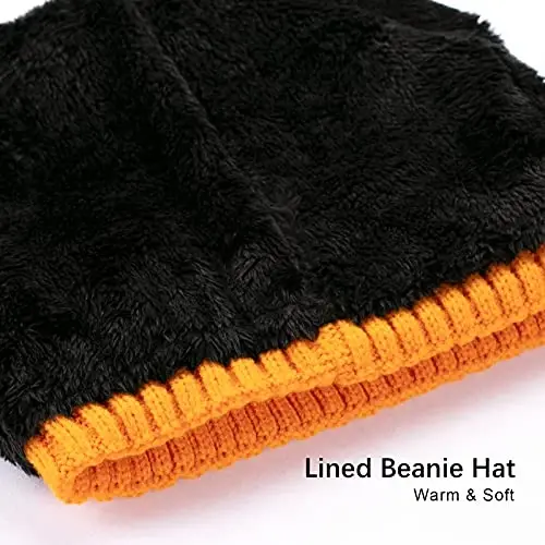 Vgogfly Lined Men Beanie Slouchy Knit Skull Cap Warm Stocking Hats Guys Women Striped Winter Beanie Hat - 4