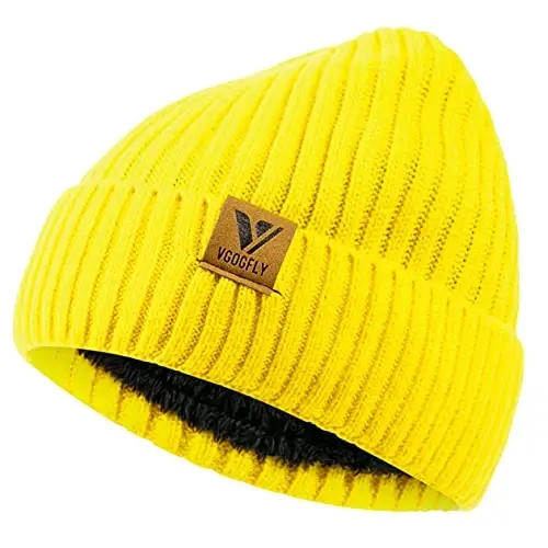 Vgogfly Lined Men Beanie Slouchy Knit Skull Cap Warm Stocking Hats Guys Women Striped Winter Beanie Hat - 2