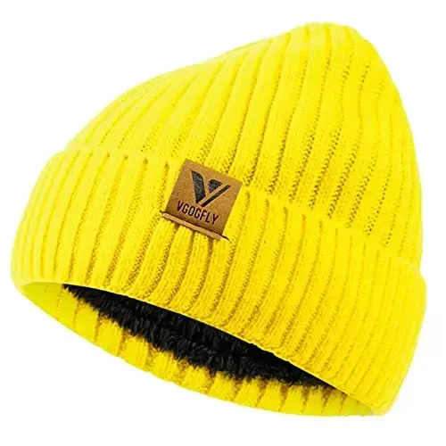 Vgogfly Lined Men Beanie Slouchy Knit Skull Cap Warm Stocking Hats Guys Women Striped Winter Beanie Hat - VGOGFLY (1)