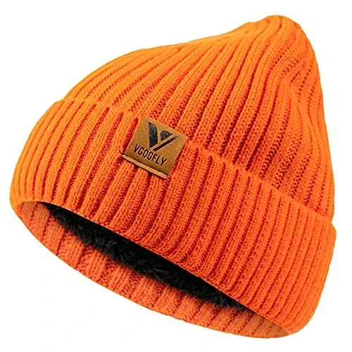 Vgogfly Lined Men Beanie Slouchy Knit Skull Cap Warm Stocking Hats Guys Women Striped Winter Beanie Hat - 2