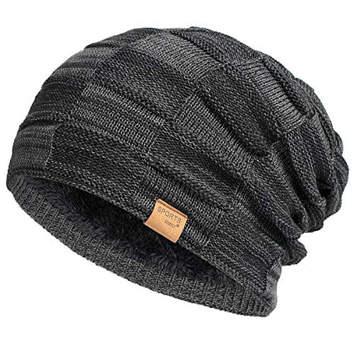 Vgogfly Slouchy Beanie for Men Winter Hats for Guys Cool Beanies Mens Lined Knit Warm Thick Skully Stocking Binie Hat - 1