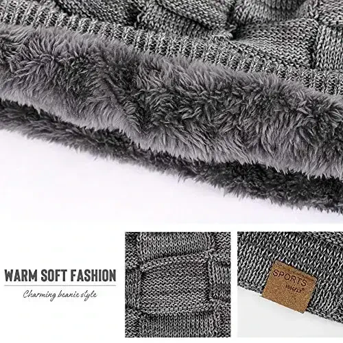 Vgogfly Slouchy Beanie for Men Winter Hats for Guys Cool Beanies Mens Lined Knit Warm Thick Skully Stocking Binie Hat - 2