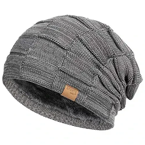 Vgogfly Slouchy Beanie for Men Winter Hats for Guys Cool Beanies Mens Lined Knit Warm Thick Skully Stocking Binie Hat - 4