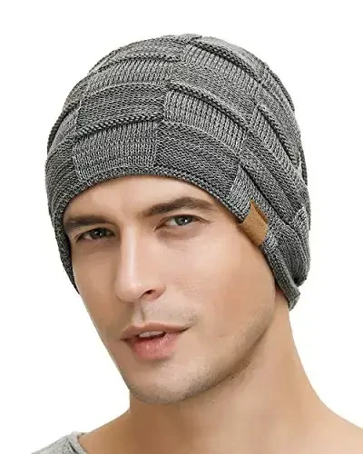 Vgogfly Slouchy Beanie for Men Winter Hats for Guys Cool Beanies Mens Lined Knit Warm Thick Skully Stocking Binie Hat - 5