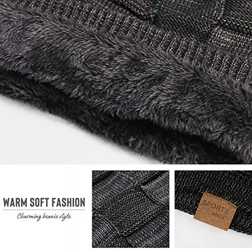 Vgogfly Slouchy Beanie for Men Winter Hats for Guys Cool Beanies Mens Lined Knit Warm Thick Skully Stocking Binie Hat - 5