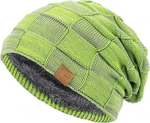Vgogfly Slouchy Beanie for Men Winter Hats for Guys Cool Beanies Mens Lined Knit Warm Thick Skully Stocking Binie Hat 