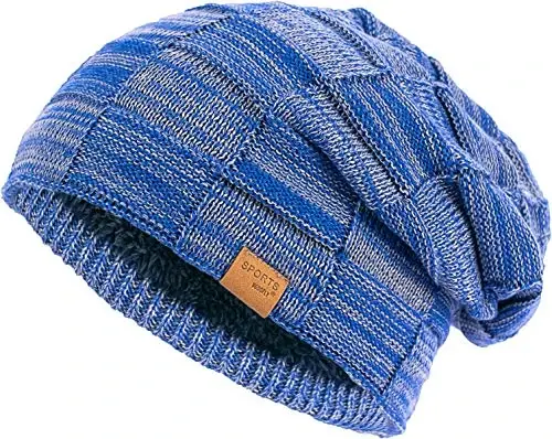 Vgogfly Slouchy Beanie for Men Winter Hats for Guys Cool Beanies Mens Lined Knit Warm Thick Skully Stocking Binie Hat - Vgogfly