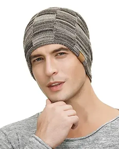 Vgogfly Slouchy Beanie for Men Winter Hats for Guys Cool Beanies Mens Lined Knit Warm Thick Skully Stocking Binie Hat - 3