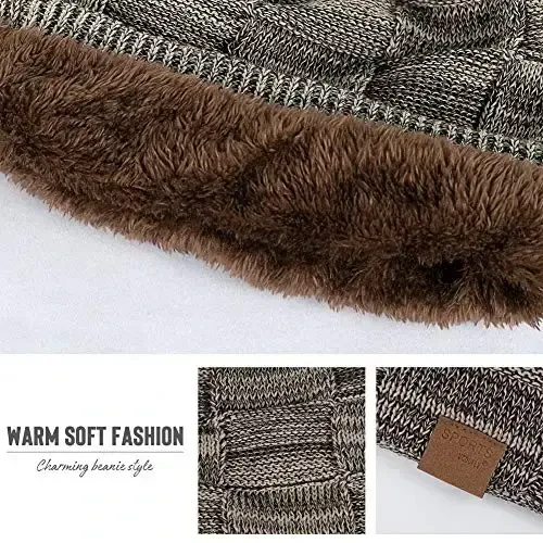 Vgogfly Slouchy Beanie for Men Winter Hats for Guys Cool Beanies Mens Lined Knit Warm Thick Skully Stocking Binie Hat - 5