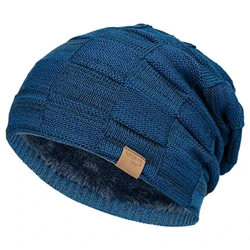 Vgogfly Slouchy Beanie for Men Winter Hats for Guys Cool Beanies Mens Lined Knit Warm Thick Skully Stocking Binie Hat 