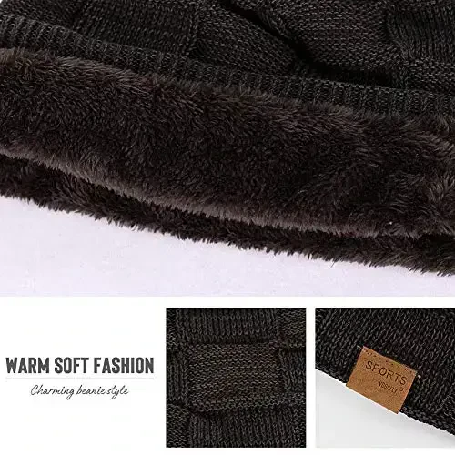 Vgogfly Slouchy Beanie for Men Winter Hats for Guys Cool Beanies Mens Lined Knit Warm Thick Skully Stocking Binie Hat - 5