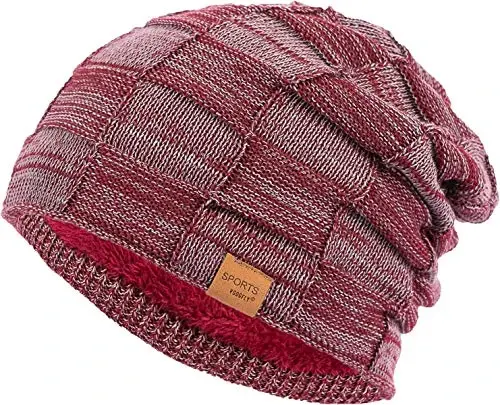 Vgogfly Slouchy Beanie for Men Winter Hats for Guys Cool Beanies Mens Lined Knit Warm Thick Skully Stocking Binie Hat - Vgogfly